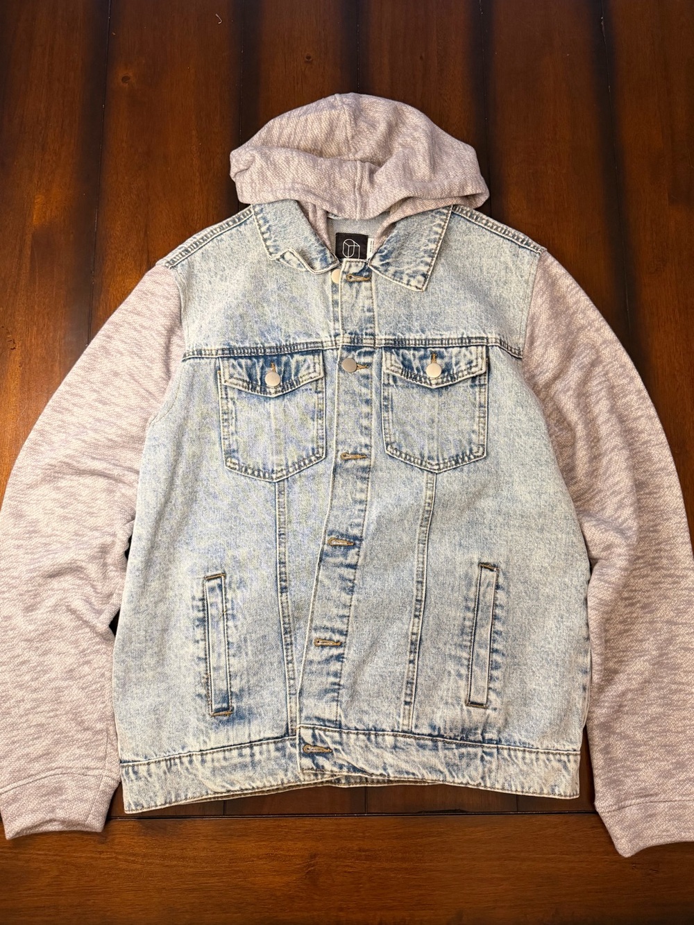 Light Wash Denim Hoodie Jacket